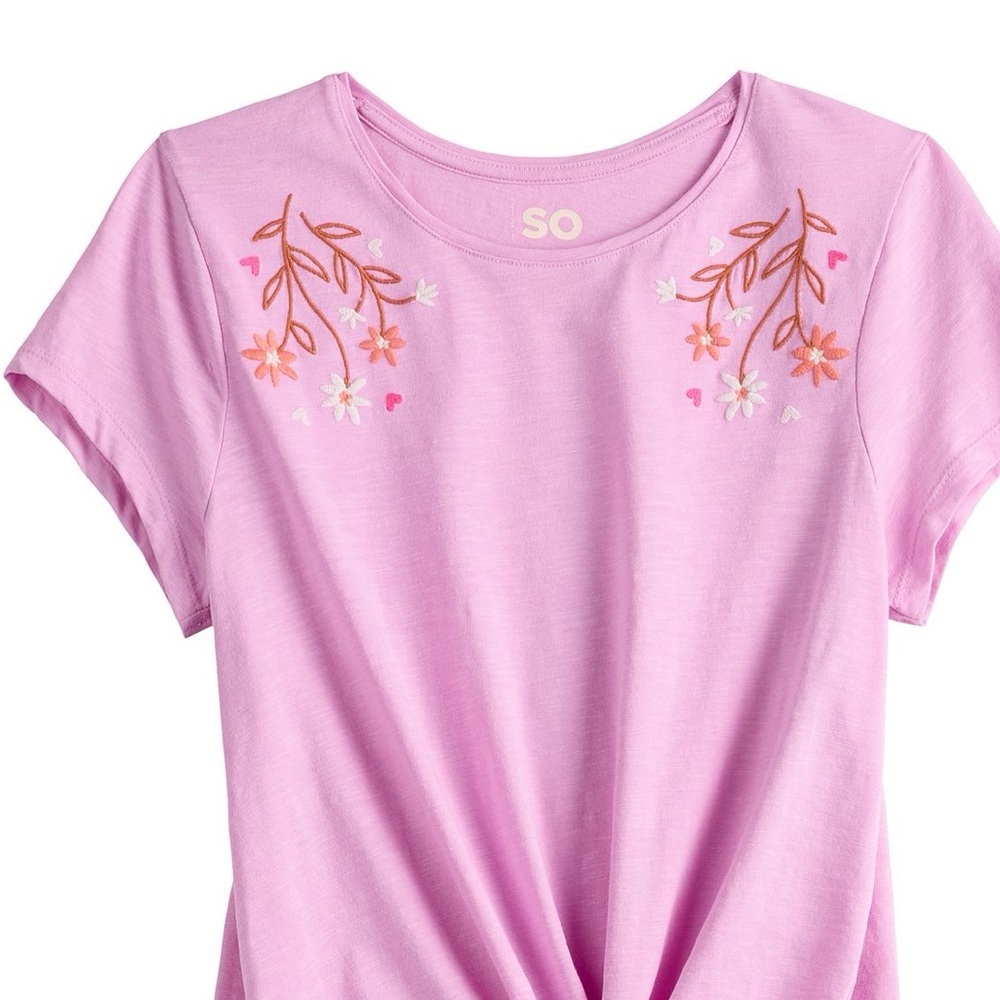 SO Lavender Floral Embroidered Tee